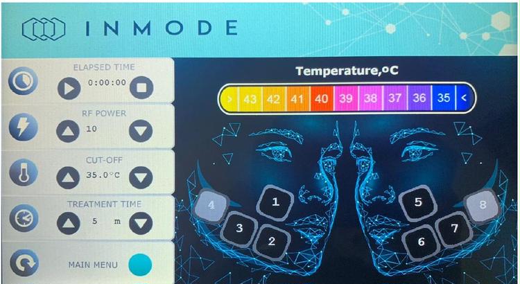 Отображение изображения «Control»_EVOKE для предотвращения чрезмерного повышения температуры во время лечения