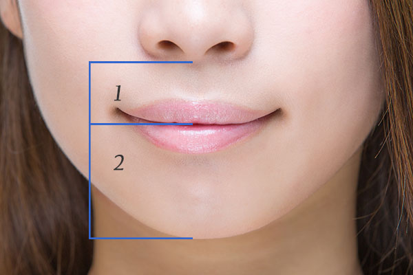Philtrum shortening to remove the skin under the nose