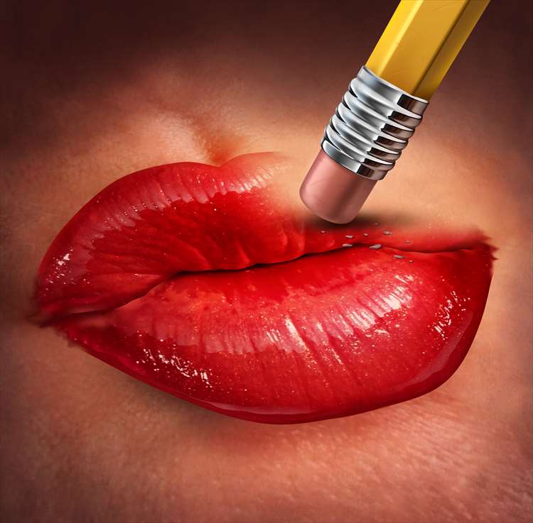 Image trying to erase lipstick